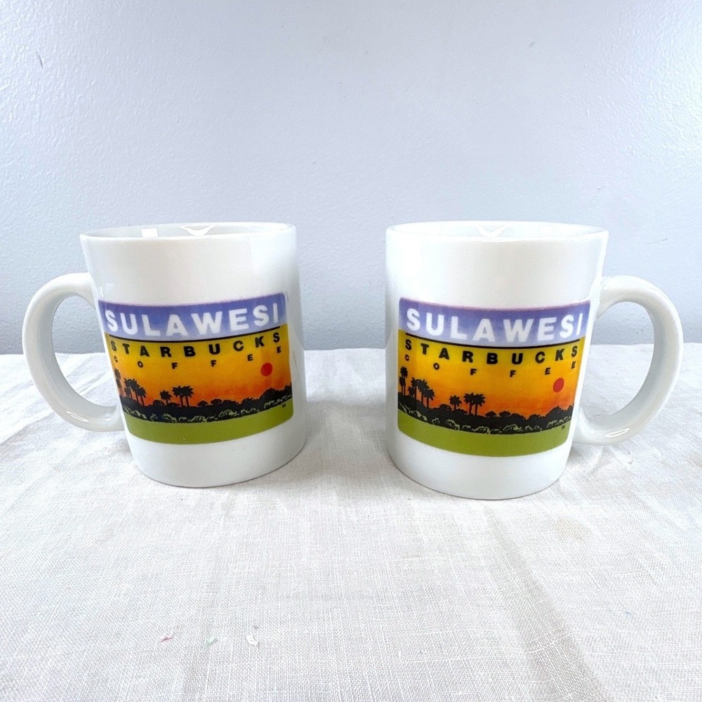 Starbucks Coffee Sulawesi Mugs Set of 2 Vintage
